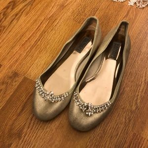 badgely mischka gold bridal flats